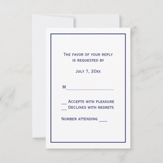 ホワイトネイビーサークルモノグラムフォントDIY BG 出欠カード (裏面)