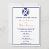 ホワイトネイビーサークルモノグラムフォントDIY BG 招待状 (正面)