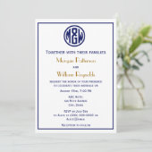 ホワイトネイビーサークルモノグラムフォントDIY BG 招待状 (スタンド正面)