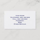 ホワイトネイビーバーストライプトつる植物6x PnkモノグラムDIY BG 名刺 (裏面)