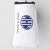 ホワイトネイビーブラックサークルモノグラムフォントDIY BG ゴルフヘッドカバー (回転90)