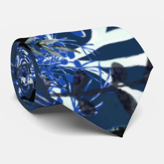 ホワイトネイビーブルーウォーターカラーウィンターネックタイ ネクタイ (ロール)