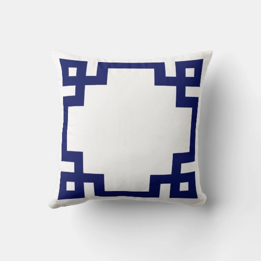 ホワイトネイビーブルーサークルモノグラムギリシャ鍵DIY BG クッション (裏面)