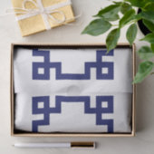 ホワイトネイビーブルーサークルモノグラムギリシャ鍵DIY BG 薄葉紙 (ギフト)