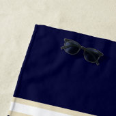 ホワイトネイビーブルーストライプビーチハウスオレイクハウス ビーチタオル (インサイチュ)