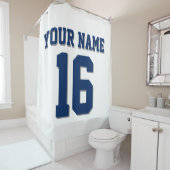 ホワイトネイビーブルースポーツジャージーチームジャージー シャワーカーテン (インサイチュ)