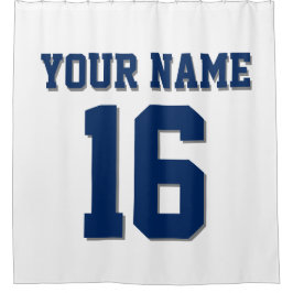 ホワイトネイビーブルースポーツジャージーチームジャージー シャワーカーテン
