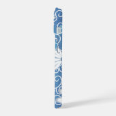 ホワイトネイビーブルードットデイジー花花フローラルパターン iPhone 15ケース (左側面)