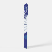 ホワイトネイビーブルードットデイジー花花フローラルパターン iPhone 15ケース (右側面)