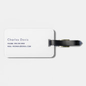 ホワイトネイビーブルーネームイニシャルミニマルモダンリスト ラゲッジタグ (裏面横)