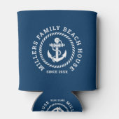 ホワイトネイビーブルービーチハウスボ航海のートいかり 缶クーラー (裏面)