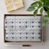 ホワイトネイビーブルーライン絞り染めパタ伝統的ーン 薄葉紙 (ギフト)