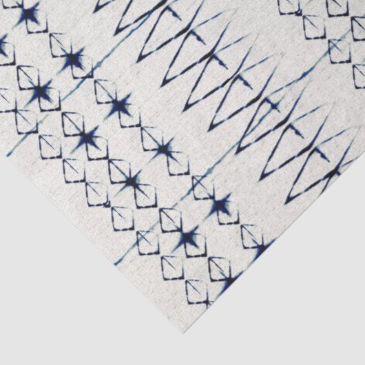 ホワイトネイビーブルーライン絞り染めパタ伝統的ーン 薄葉紙 (詳細)