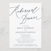 ホワイトネイビーブルー結婚のリハーサルディナー 招待状 (正面)