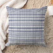 ホワイトネイビープレイドデザイン クッション (ブランケット)