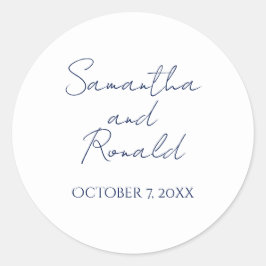 ホワイトネイビーモダンミニマル書結婚道 ラウンドシール