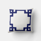 ホワイトネイビーレッドギリシャ鍵つる植物モノグラムDIY BG クッション (裏面)