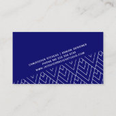 ホワイトネイビー幾何学ミニマルインテリアデザイナー 名刺 (裏面)