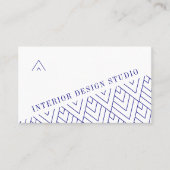 ホワイトネイビー幾何学ミニマルインテリアデザイナー 名刺 (正面)