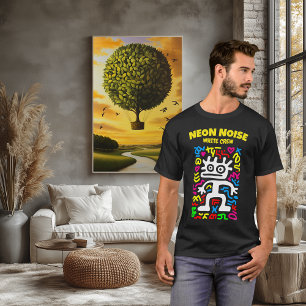 ホワイトネオンエイリアンファンキー – アポップ・アートのートクリーチャー Tシャツ