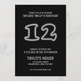 ホワイトネオンサイン第12トレンディー誕生パーティー 招待状