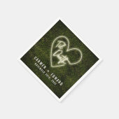 ホワイトネオンサインTil死亡ハート結婚ズ スタンダードカクテルナプキン (角)