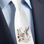 ホワイトネクタイのハミングバード ネクタイ