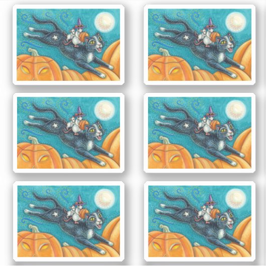 ホワイトネズミ&ブラックキャットオンハロウィンスカベンジャー狩り シール (正面)