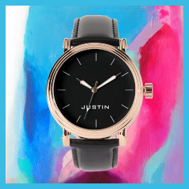 ホワイトネーム上品なバラ金ゴールドメンズブラックバンド手首 腕時計