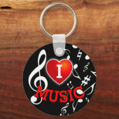 (ホワイトノート)音楽が大好き(ハート) キーホルダー (正面)