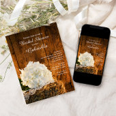 ホワイトハイドランジアの納屋の木のカントリー風結婚前お披露目パーティー 招待状