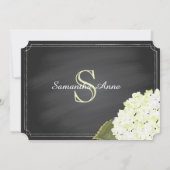 ホワイトハイドランジアメイソンジャーシャルクボードブライダルシャワー 招待状 (裏面)