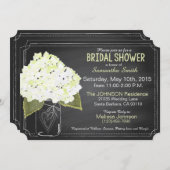 ホワイトハイドランジアメイソンジャーシャルクボードブライダルシャワー 招待状 (正面/裏面)