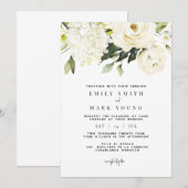 ホワイトハイドランジア | ホワイト フラワーのウェディング 招待状 (正面/裏面)