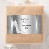 ホワイトハイヒールシューズシルバーイベントパーティー ラベル (インサイチュ)