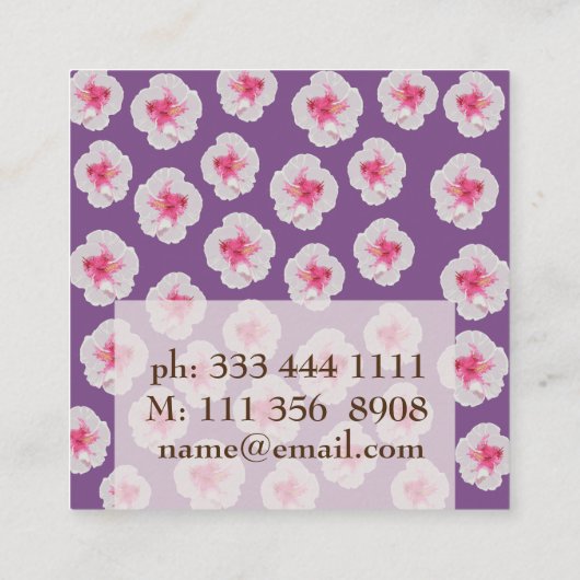 ホワイトハイビスカスカスタム名刺 スクエア名刺 (裏面)