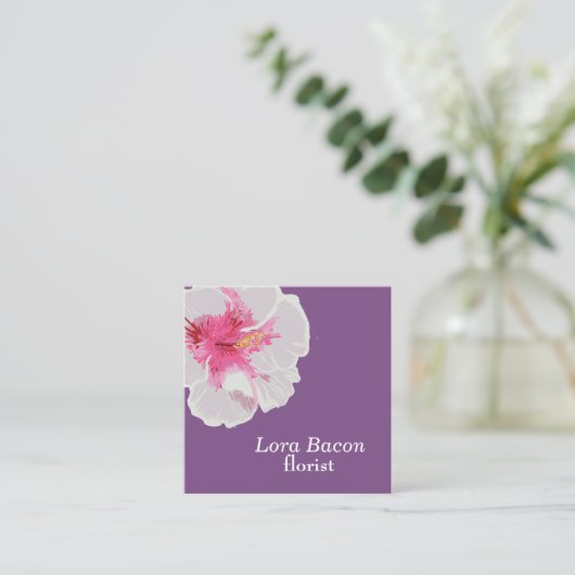 ホワイトハイビスカスカスタム名刺 スクエア名刺 (スタンド正面)