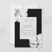 ホワイトハイビスカスブラックトロピカルウェディングRSVP返信 招待状 (正面)