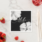 ホワイトハイビスカスブラックトロピカル結婚トロピカルズアロハ スタンダードカクテルナプキン (インサイチュ)