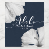 ホワイトハイビスカスブルートロピカルズ結婚アロハワイン ワインラベル (シングルラベル)