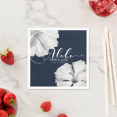 ホワイトハイビスカスブルートロピカル結婚トロピカルズアロハ スタンダードカクテルナプキン (インサイチュ)