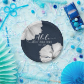 ホワイトハイビスカスブルートロピカル結婚トロピカルズアロハ ペーパープレート (パーティー)