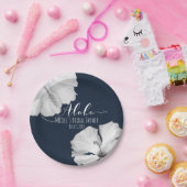 ホワイトハイビスカスブルートロピカル結婚トロピカルズアロハ ペーパープレート (パーティー)