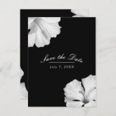 ホワイトハイビスカス ブラック トロピカル チック セーブ・ザ・デート 案内ポストカード (正面/裏面)