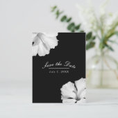 ホワイトハイビスカス ブラック トロピカル chic セーブ・ザ・デート 案内ポストカード (スタンド正面)