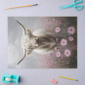 ホワイトハイランドカウピンクのワイルドフラワーデコップページ 薄葉紙 (クラフト)