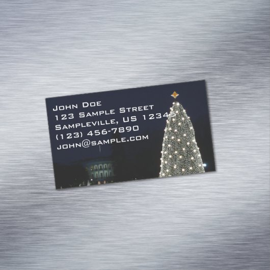 ホワイトハウスとナショナルツリークリスマスホリデイDC マグネット名刺 (インサイチュ)