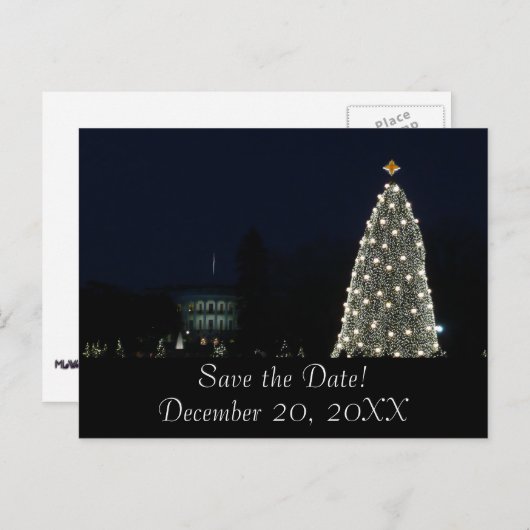 ホワイトハウスとナショナルツリー日付を保存 案内ポストカード (正面/裏面)