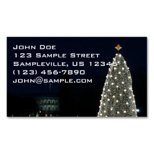 ホワイトハウスとナショナル・クリスマスツリー クリスマス休日のワシントンDC マグネット名刺