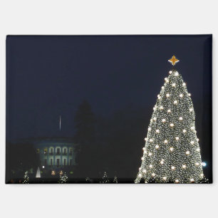 ホワイトハウスとナショナル・クリスマスツリー クリスマス休日のワシントンDC マグネット